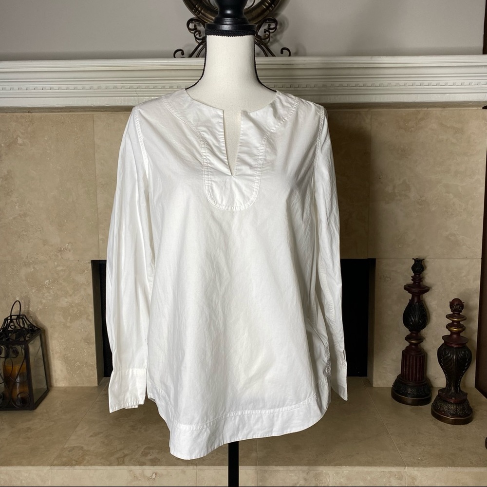 New J Crew Tunic in White Cotton Poplin Shirt